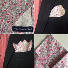 Pink, White & Blue Paisley Cotton Pocket Square