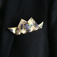 White/Blue/Yellow Floral Cotton Pocket Square