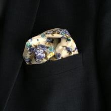 White/Blue/Yellow Floral Cotton Pocket Square