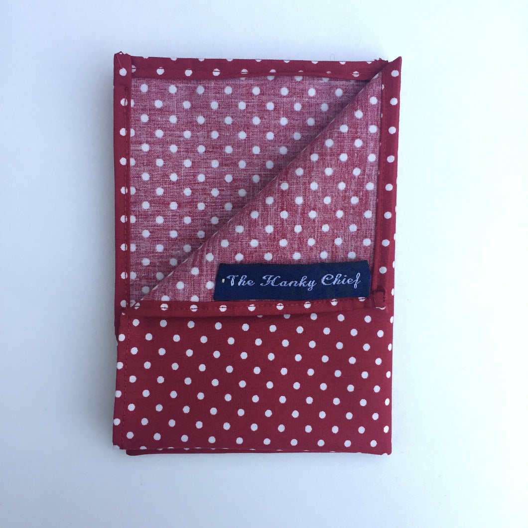 Red & White Polka dot Cotton Pocket Square