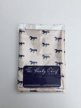 Oyster / Navy Horse Silk Pocket Square